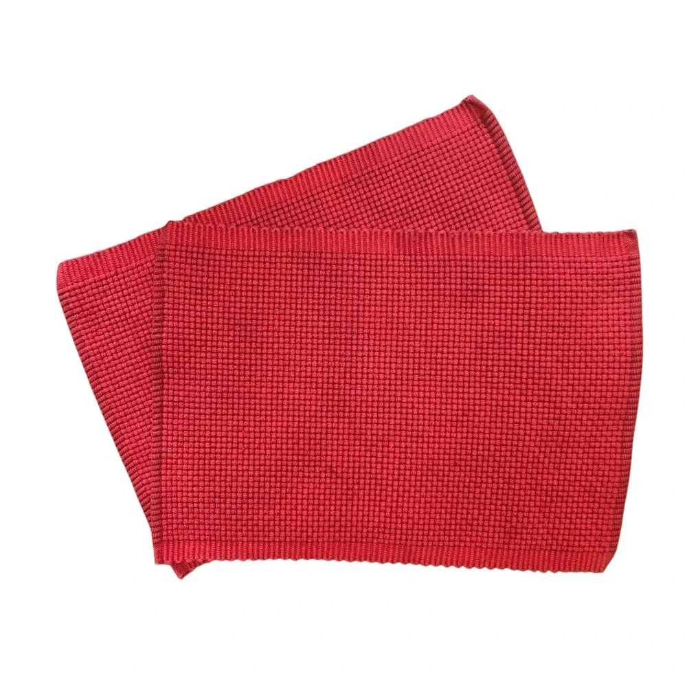 Sur La Table SET OF 2 Placemats Waffle Ribbed 100% Cotton Red Festive Holiday